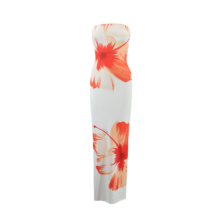 Dame strandvenlig maxikjole med elegant blomsterprint Skovae