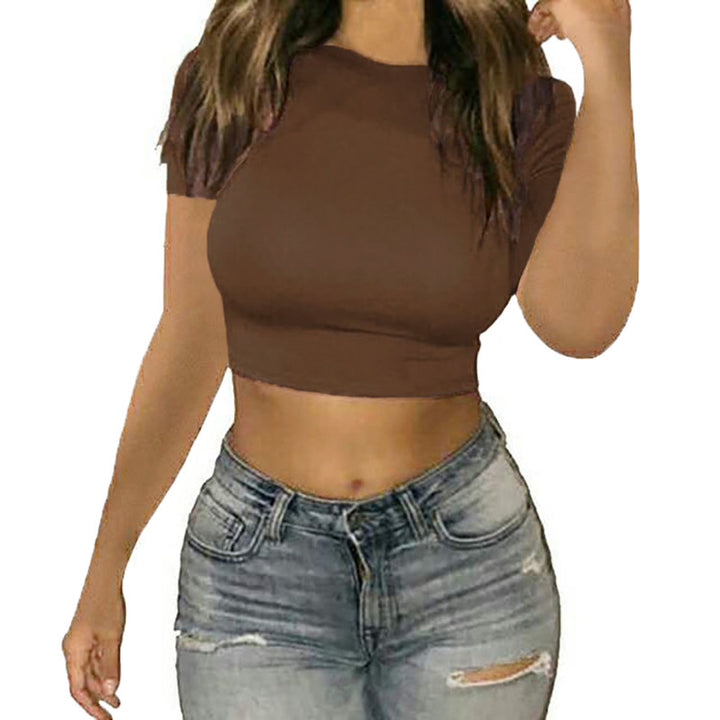 Dame Crop-T-Shirt med moderne snit og rund halsudskæring Stilla