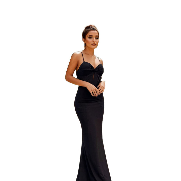 Damer elegant maxi kjole med dyb V-hals og slim fit Stilla