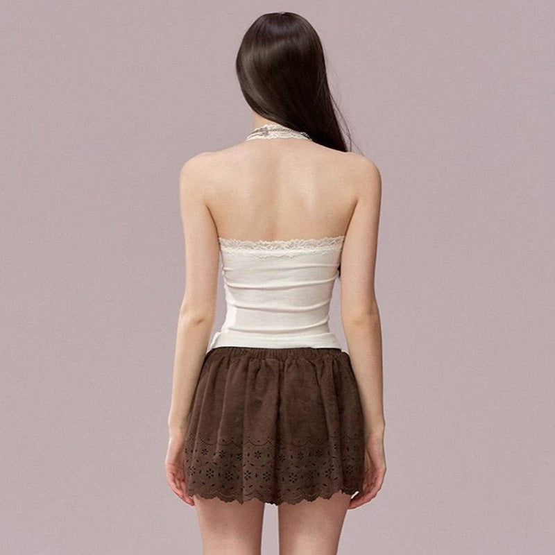 Dame Elegant halterneck top med spidst detaljer Skovae