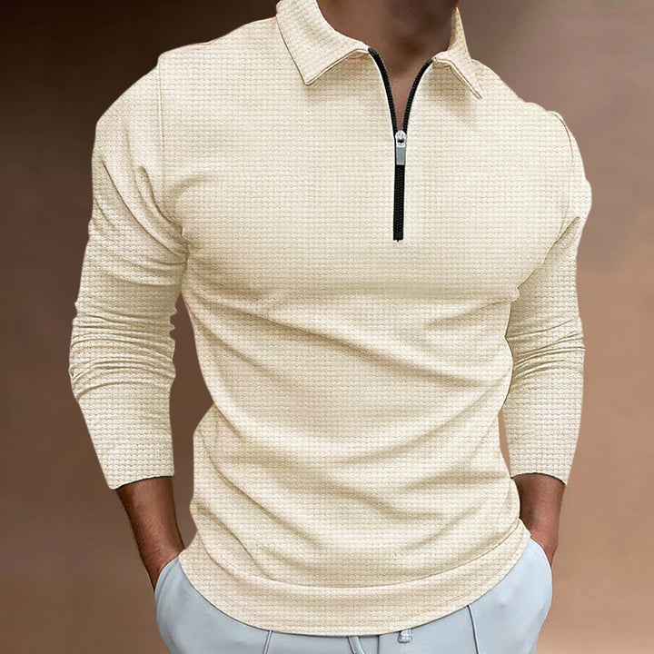 Herrer Sporty Langærmet polo med moderne lynlås Stilla