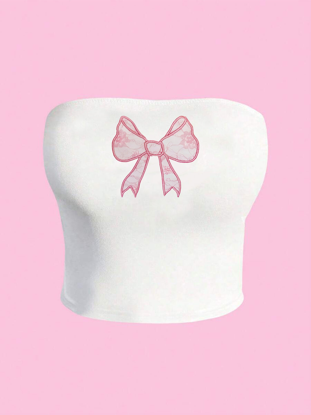 Dame Bandeau-top med elegant blondermotiv Skovae