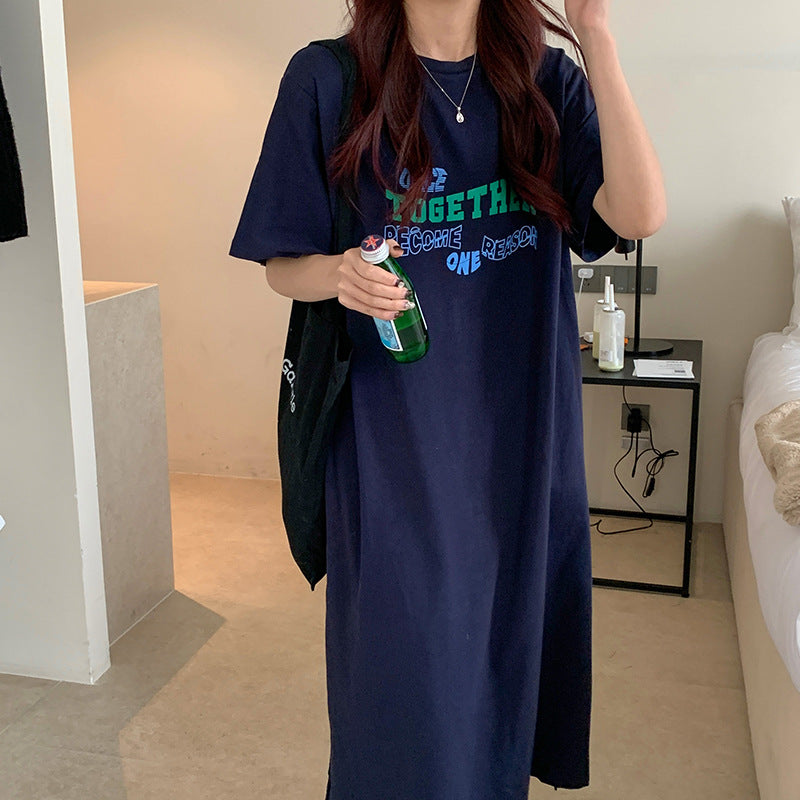 Dame Casual Midi T-Shirt Kjole med legende grafiktryk Stilla