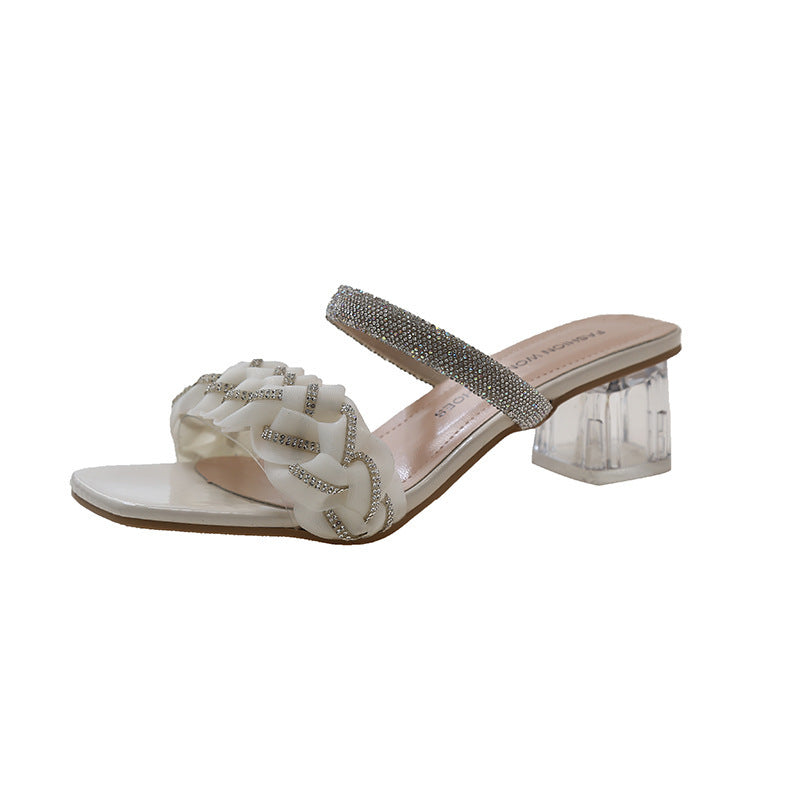 Damer Elegante Sandaler med Glitterdetaljer og Transparent Hæl Stilla
