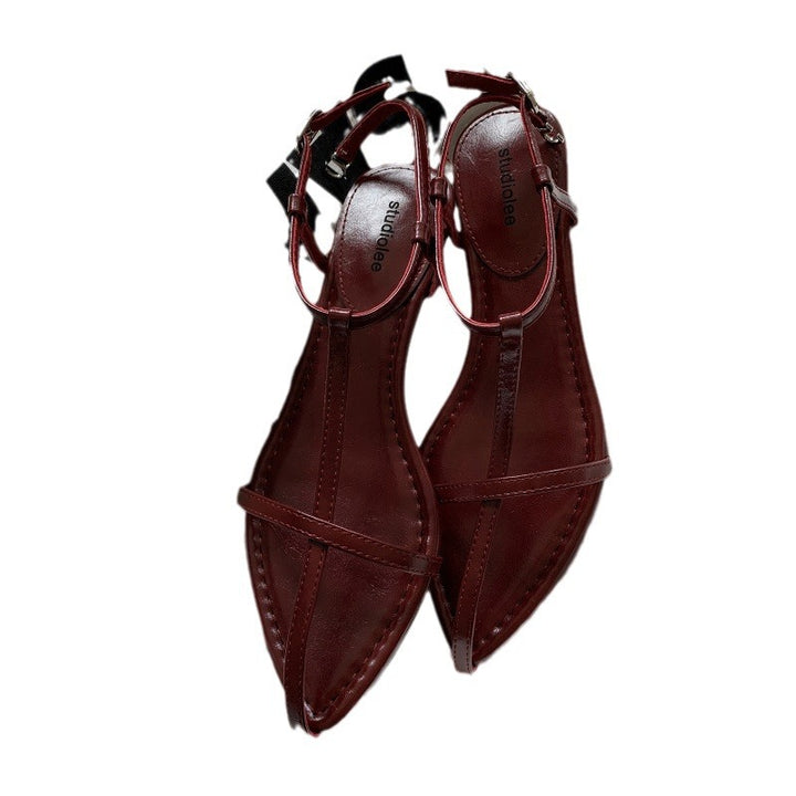 Damer Elegante Rem Sandaler Flade med Justerbar Ankelsnor Stilla