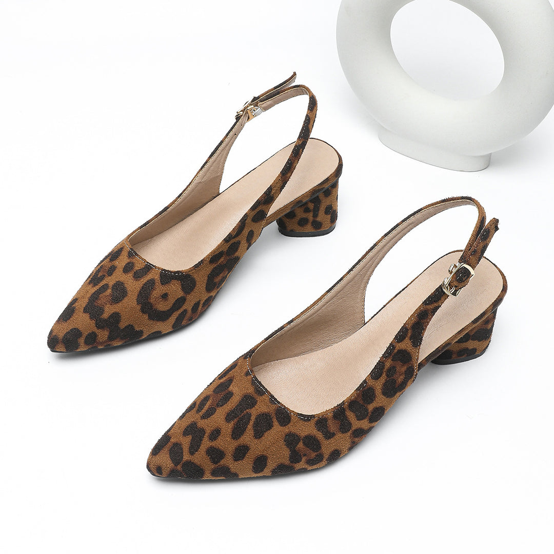 Dame Slingback Pumps med leopardmønster Stilla
