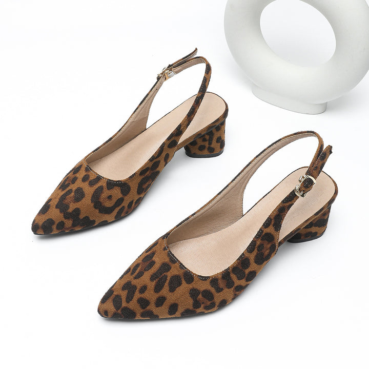 Dame Slingback Pumps med leopardmønster Stilla
