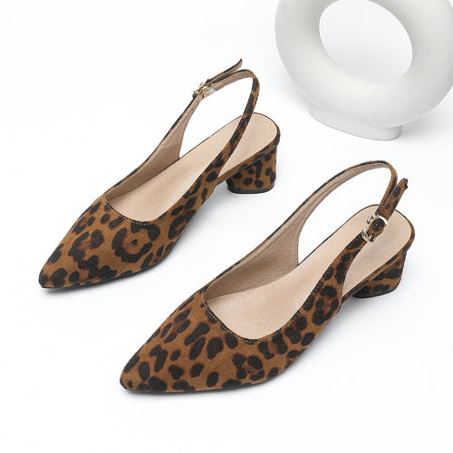 Dame Slingback Pumps med leopardmønster Stilla
