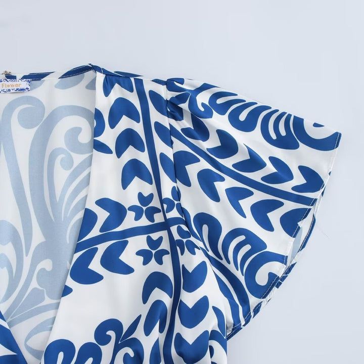 Femme Elegante Wickel-Maxi-Kjole med Flæse Kant Stilla