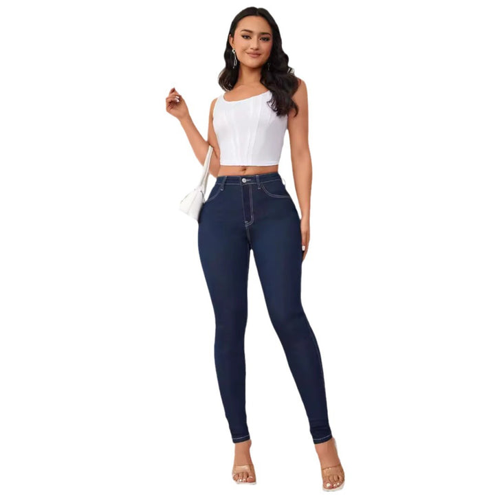 Kvindernes Figur-Omfavnende Høj Talje Jeans Leggings Stilla