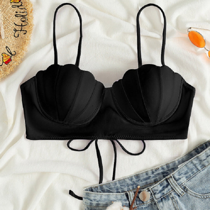Dame top-bikini med dekorative skåle og justerbare stropper Skovae
