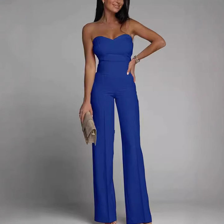 Dame off-shoulder jumpsuit med elegant hjerteudskæring og bred ben stil