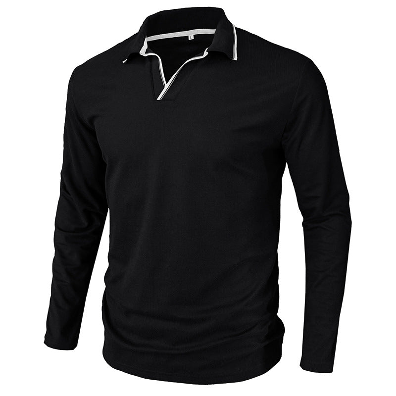 Herrer Langærmet Polo-shirt med elegant Stehkrave og modeagtige kontrastdetaljer Stilla