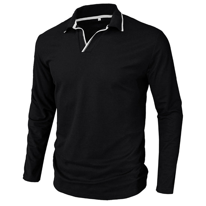 Herrer Langærmet Polo-shirt med elegant Stehkrave og modeagtige kontrastdetaljer Stilla