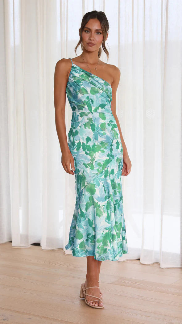 Damer Elegant Maxikjole med asymmetrisk snit og florale mønstre Stilla