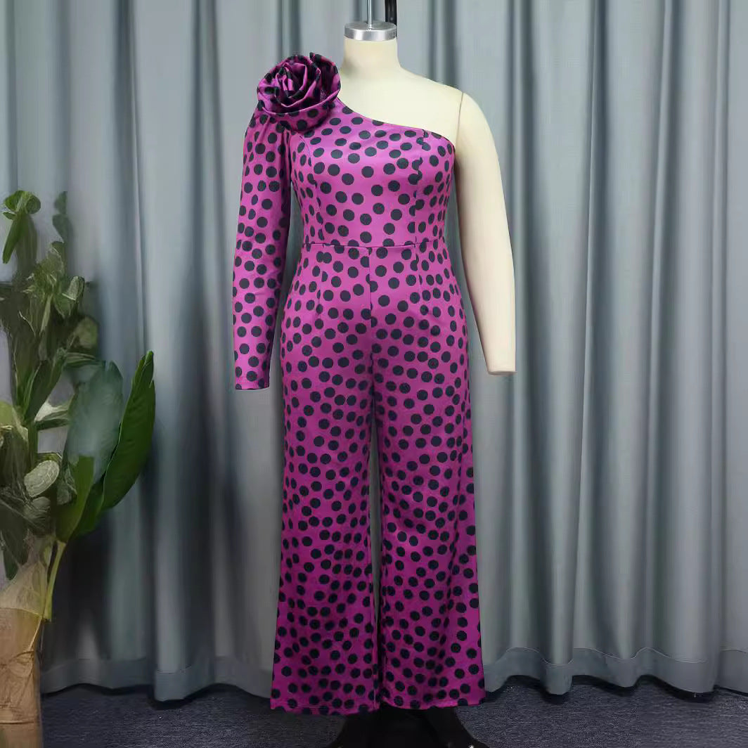 Dame Glamourøst Jumpsuit med asymmetrisk design og flæse-detalje Skovae