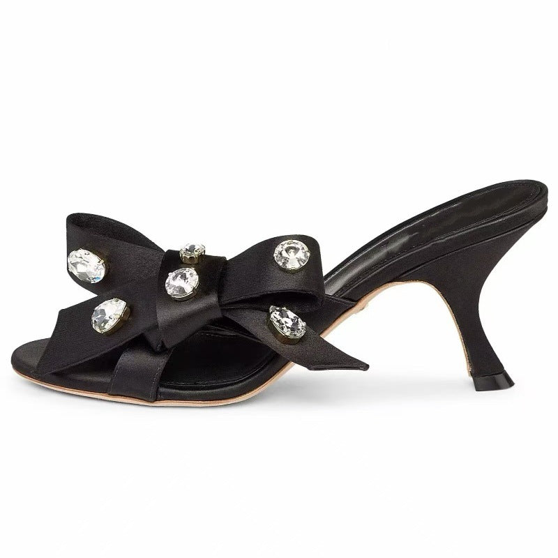 Femme Elegante Satin Sløjfe Rutschsandaler Stilla