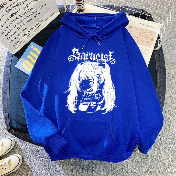 Kvinders hætte sweatshirt med unikt kunstnerisk grafisk design Skovae