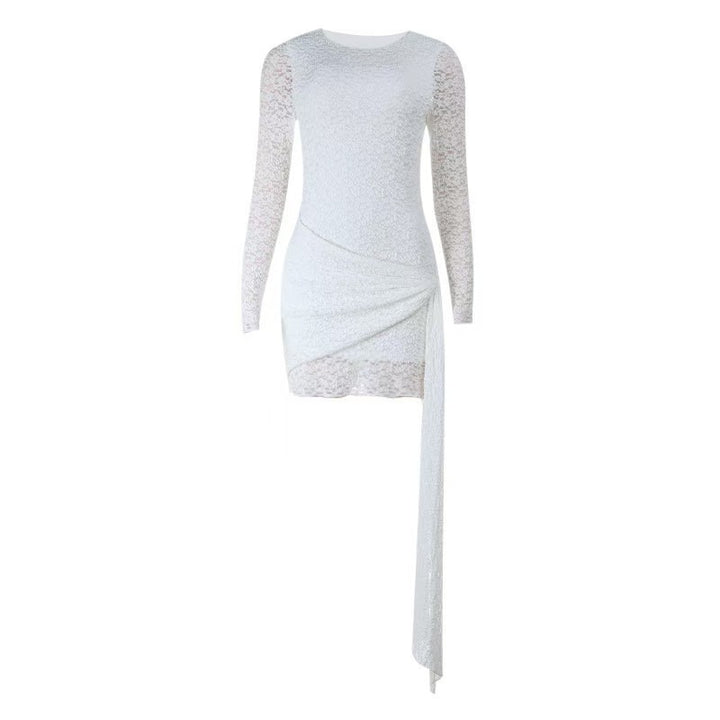 Damer Elegant Spids Mini Kjole med asymmetrisk Snit og Svingende Nederdel Skovae