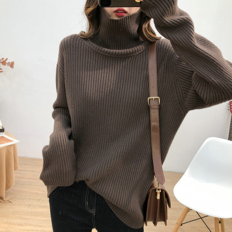Kvinders varme turtleneck sweater med fin ribstrikket strik Stilla