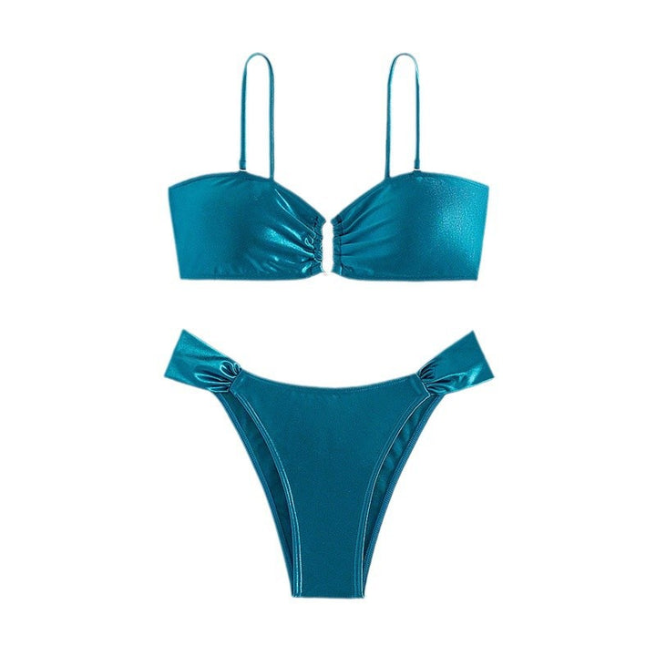 Dame Bøjle-Bikini-Sæt med skinnende stof og justerbare stropper Stilla