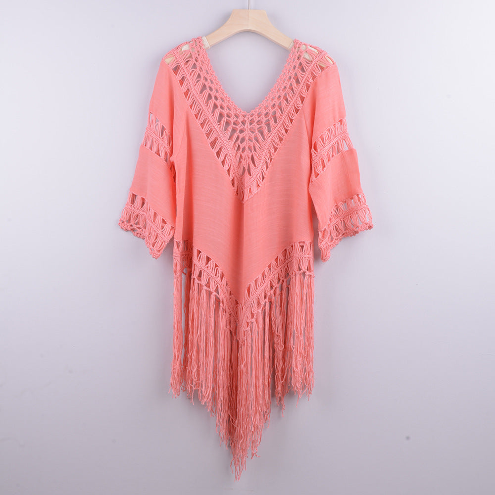 Dame elegant Strandcover-Up med frynset design Stilla