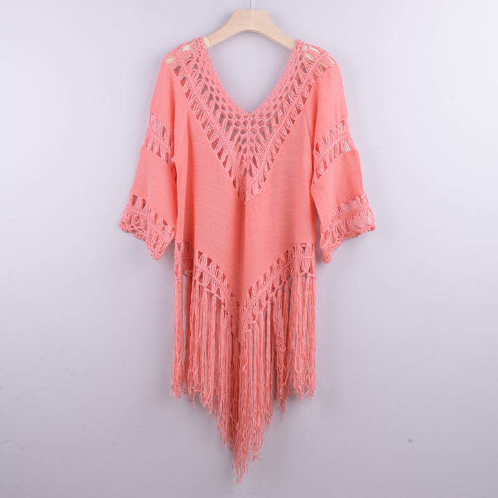 Dame elegant Strandcover-Up med frynset design Stilla