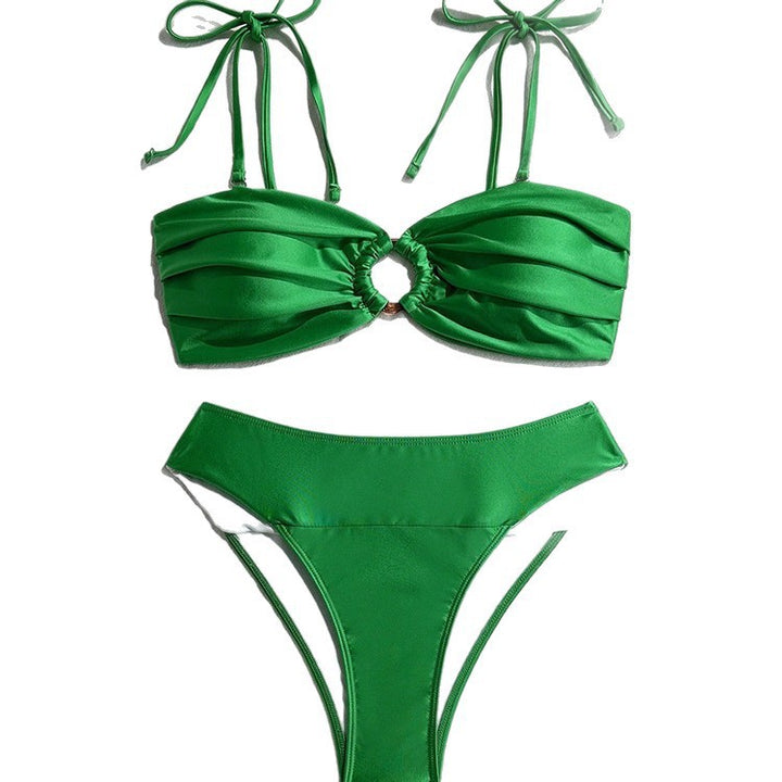 Dame Elegant Triangel-Bikini-Sæt med Flæsedetaljer Skovae