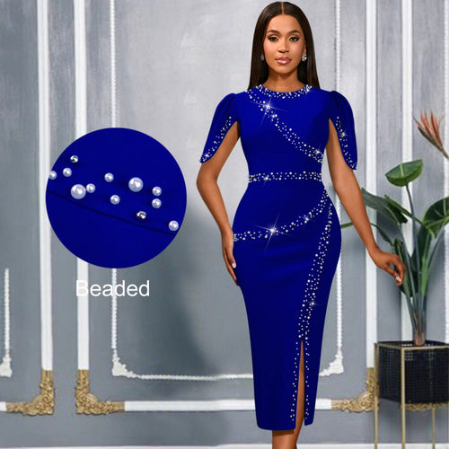 Damer Chic Glamour Kjole med asymmetrisk slidser og glitrende strass-detaljer Skovae