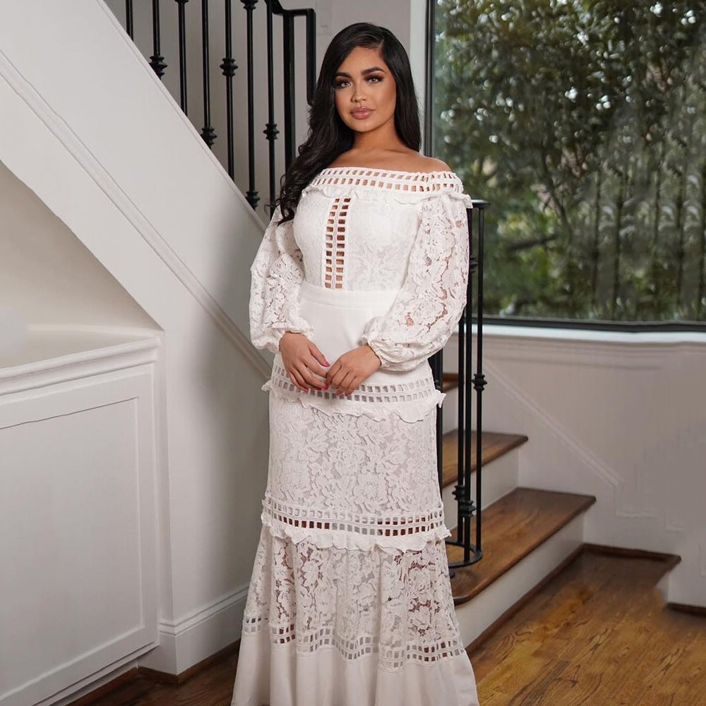 Dame Elegant Maxikjole med romantiske blonder og raffineret design Stilla