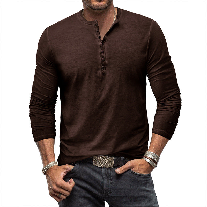 Herrer Langærmet Henley T-shirt med stilfulde knapper Stilla
