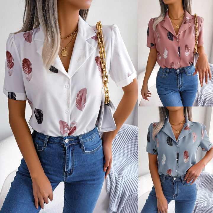 Damebluse med elegant fjerdesign Stilla