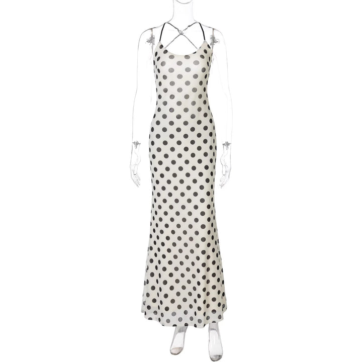 Damer Polka-Dots Maxikjole med spaghetti-stropper og elegant snit Skovae