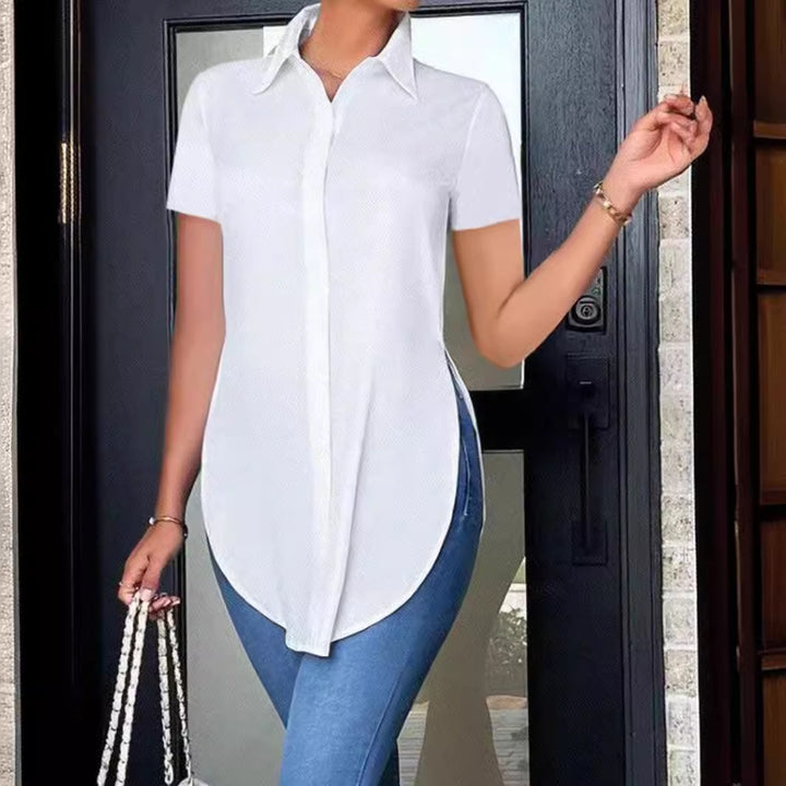 Dame Modisch Oversized-Skjorte med Sideslids Stilla
