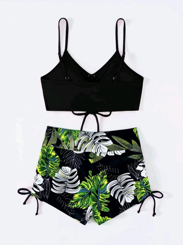 Damer sports-badedragt med blomsterdesign og høj talje Stilla