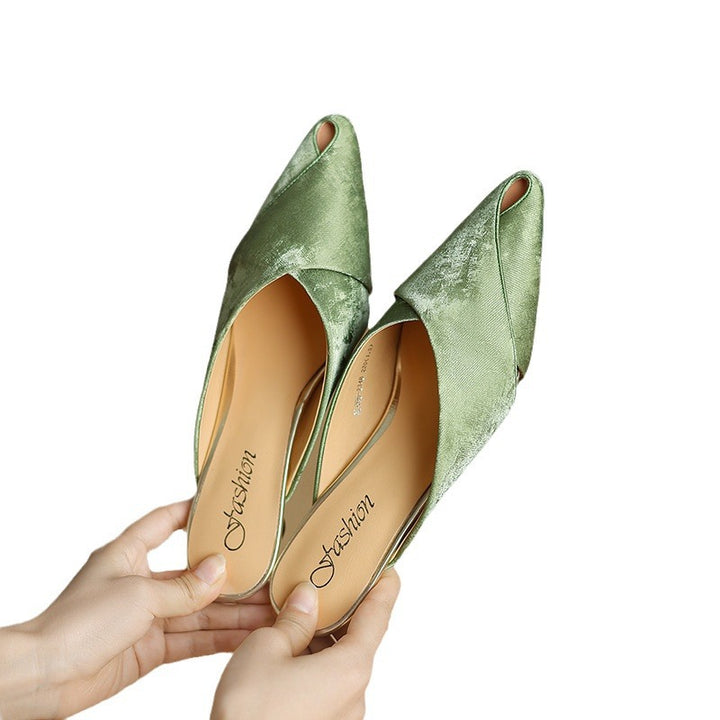 Femme Open-Toe Slingback Mules med unikt udsnit-design Stilla