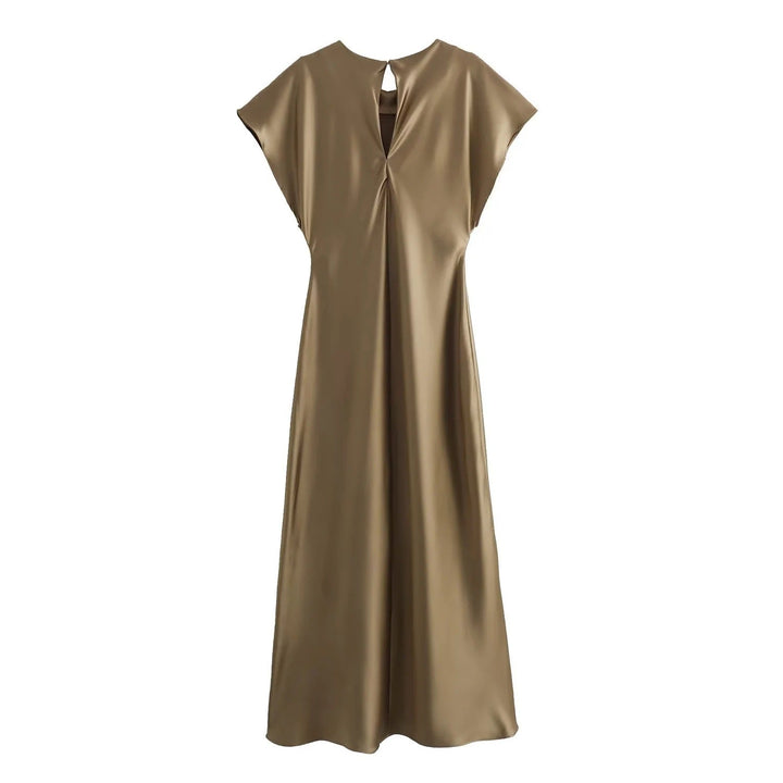 Stilla | Luminous Satin Feel Uden Ærmer Midi Kjole