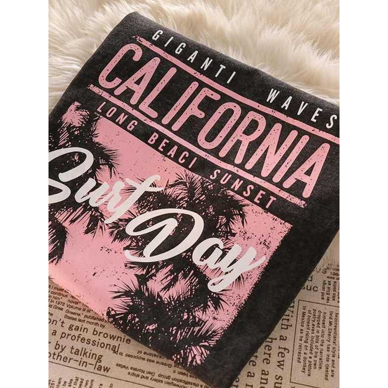 Dame T-shirt med stilfuldt California-grafikprint og afslappet pasform Stilla