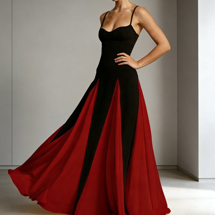 Dame Elegant aftenkjole med asymmetrisk skirt og fine stropper Skovae