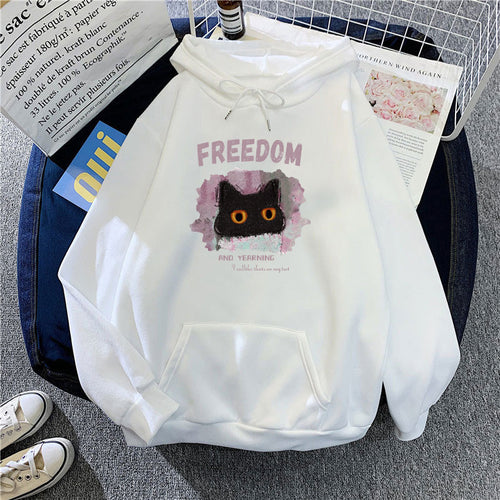 Kvinders hættebluse med kreativ kat design Skovae