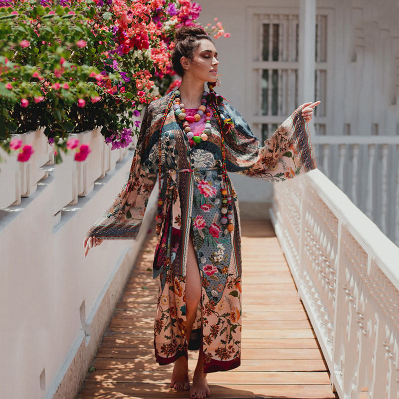 Dame Kimono-Style Morgenkåbe Stilla