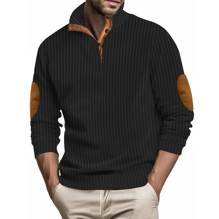 Herrer elegant sweater med ståkrave og kontrastknapper Stilla