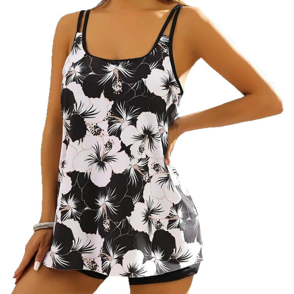 Kvinder Floral Print Svøm Tankini Stilla