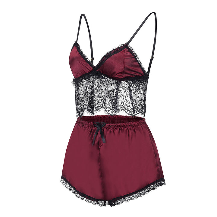 Dame Luxe Satin Spids BH og Shorts Sæt Stilla