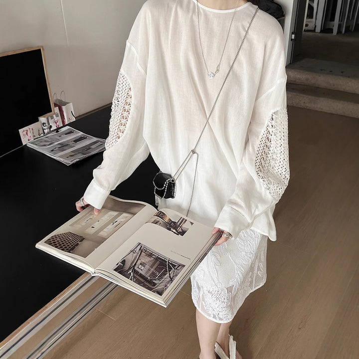 Dame elegant top med fine broderier og løse ærmer Stilla