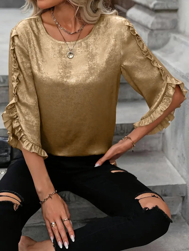 Dame elegant bluse med raffinerede flæsedetaljer Stilla