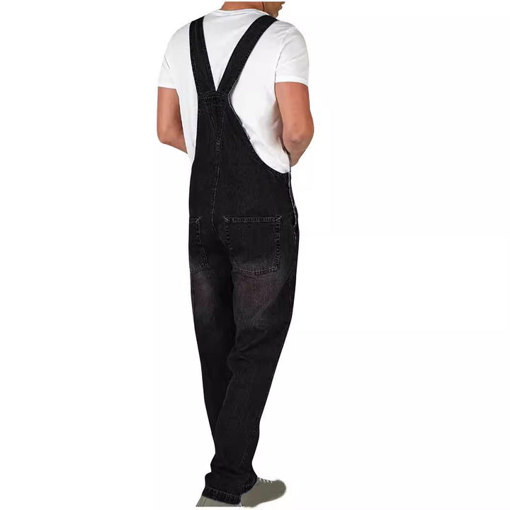 Herrer denim-overalls i afslappet snit med justerbare stropper Skovae