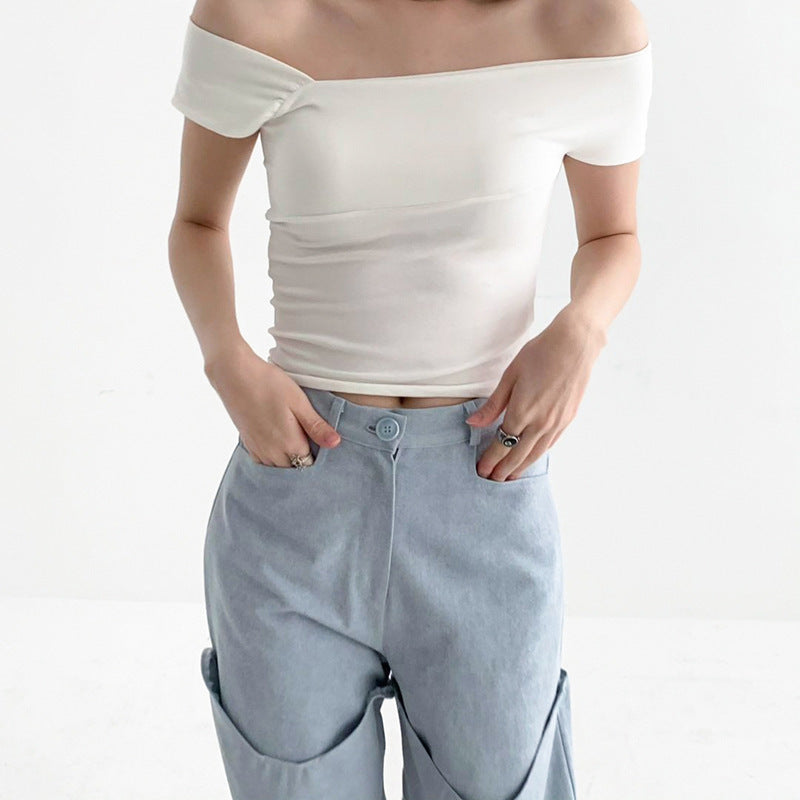 Dame moderne asymmetrisk top med trendy én-skulder design Skovae