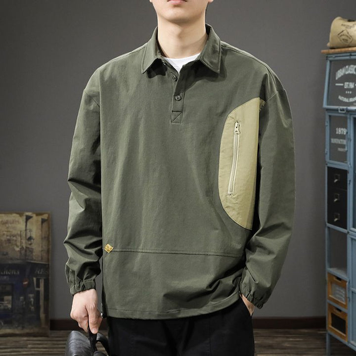 Herrer Utility Langærmet Pullover med Lynlåslomme Stilla