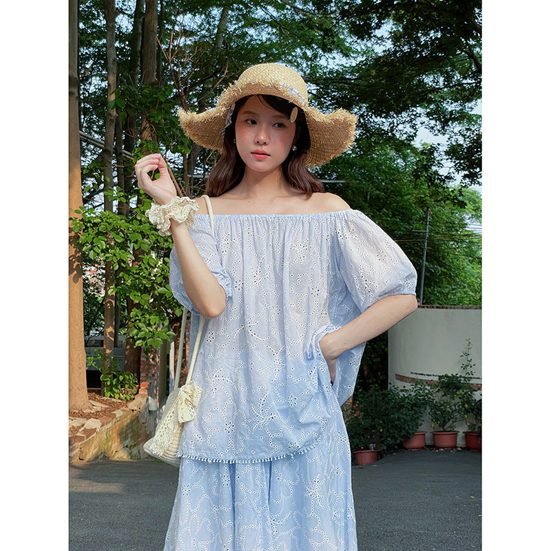 Dame Maxikjole med off-shoulder design og raffinerede broderier Stilla